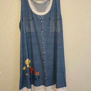 Women’s Plus Size Spring/Summer Midi Dress, Denim Design, Size 5XL